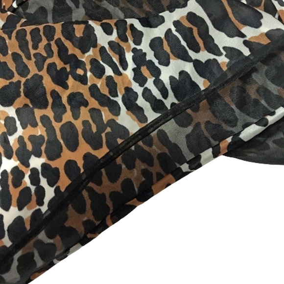 VINTAGE 60s Vanity Fair Sheer Leopard Chiffon Slip Buttons - Picture 9 of 12